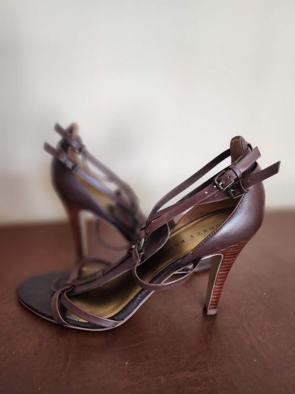 Audrey Brooke Brown Strappy High Heel Sandals